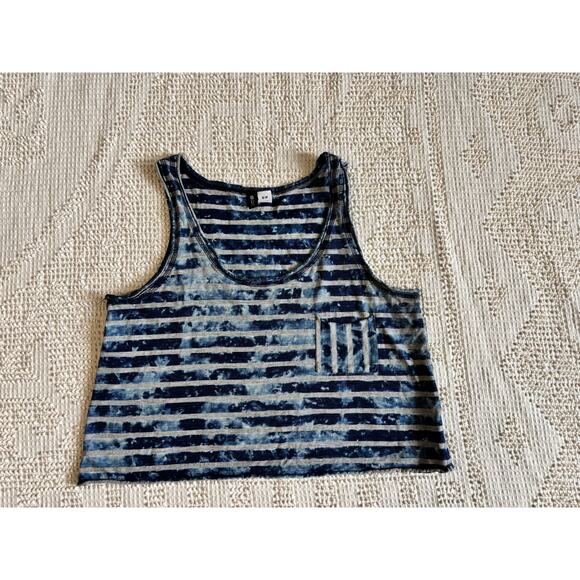 Blue & Gray BDG Striped Cropped Tank Top Acid Wash - Picture 1 of 9